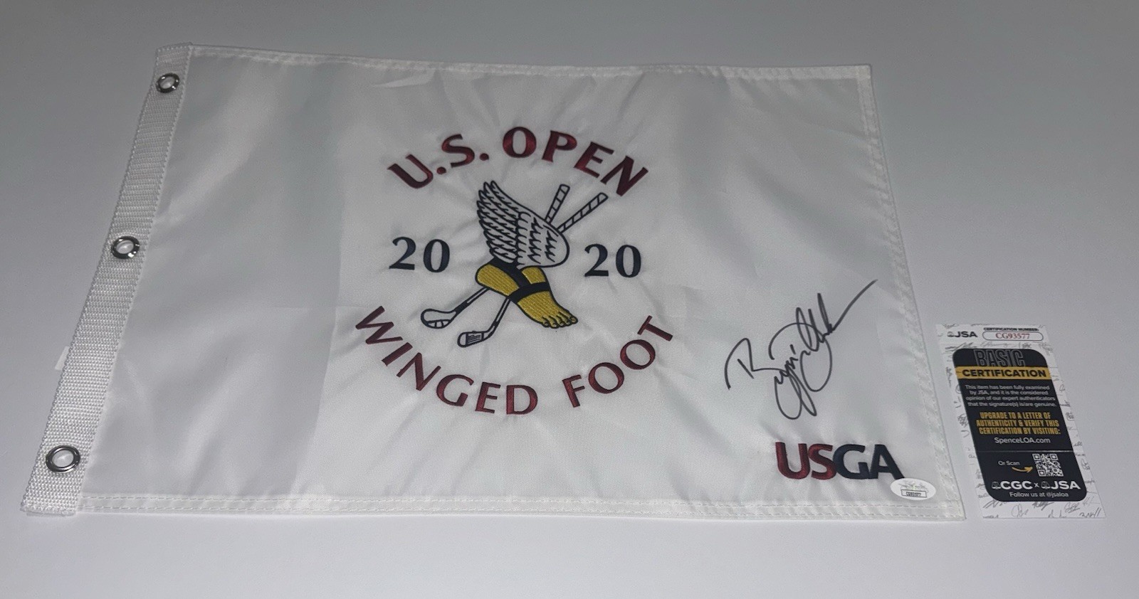 BRYSON DECHAMBEAU SIGNED 2020 US OPEN PIN FLAG WINGED FOOT JSA COA