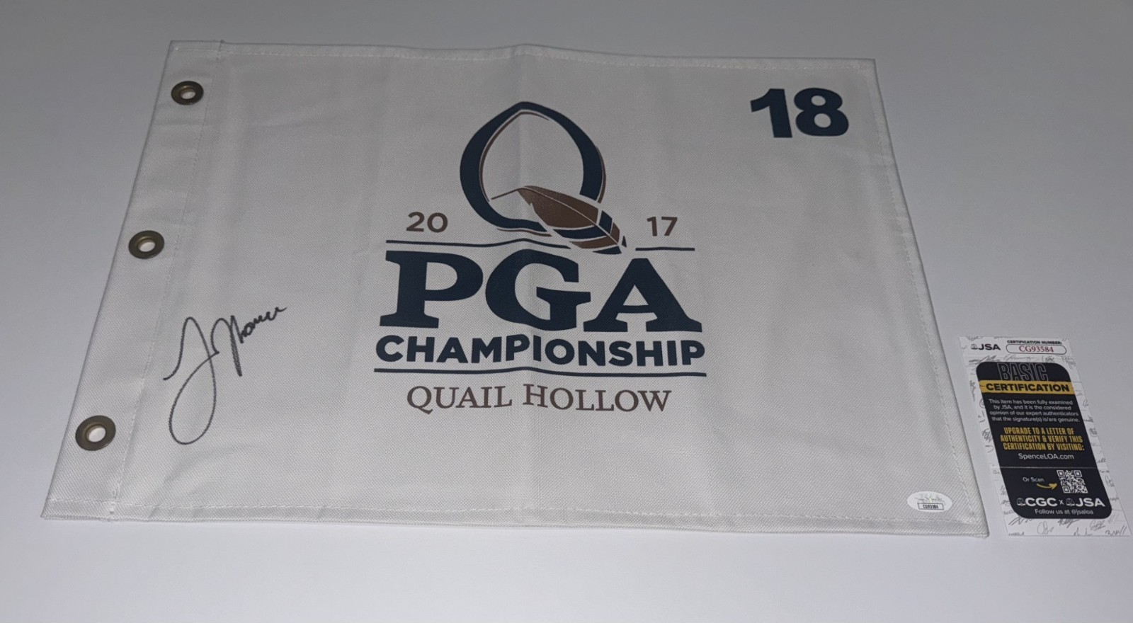 JUSTIN THOMAS SIGNED 2017 PGA CHAMPIONSHIP FLAG QUAIL HALLOW JSA COA