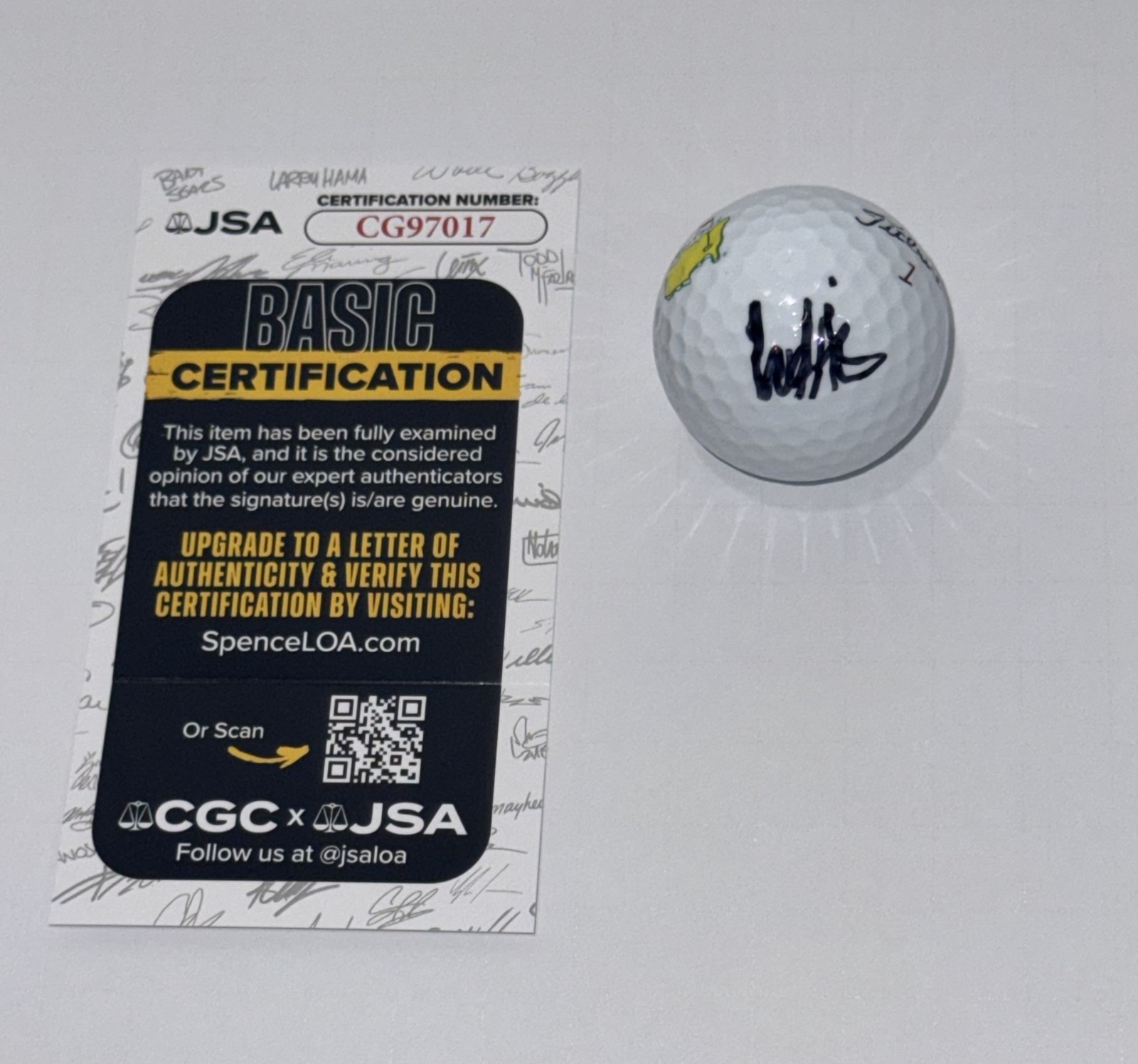 LUDVIG ABERG SIGNED MASTERS GOLF BALL PGA STAR JSA COA