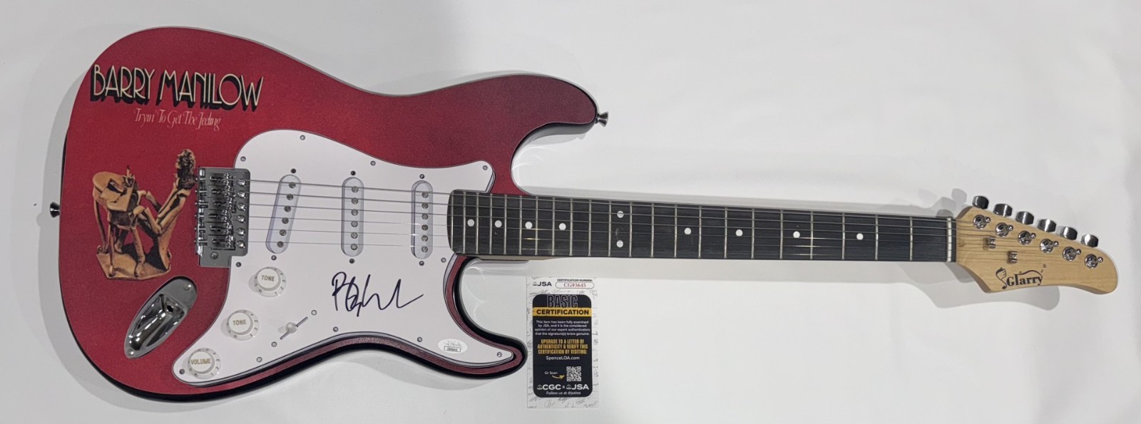 BARRY MANILOW SIGNED CUSTOM TRYIN' TO GET THAT FEELING ELECTRIC GUITAR JSA COA