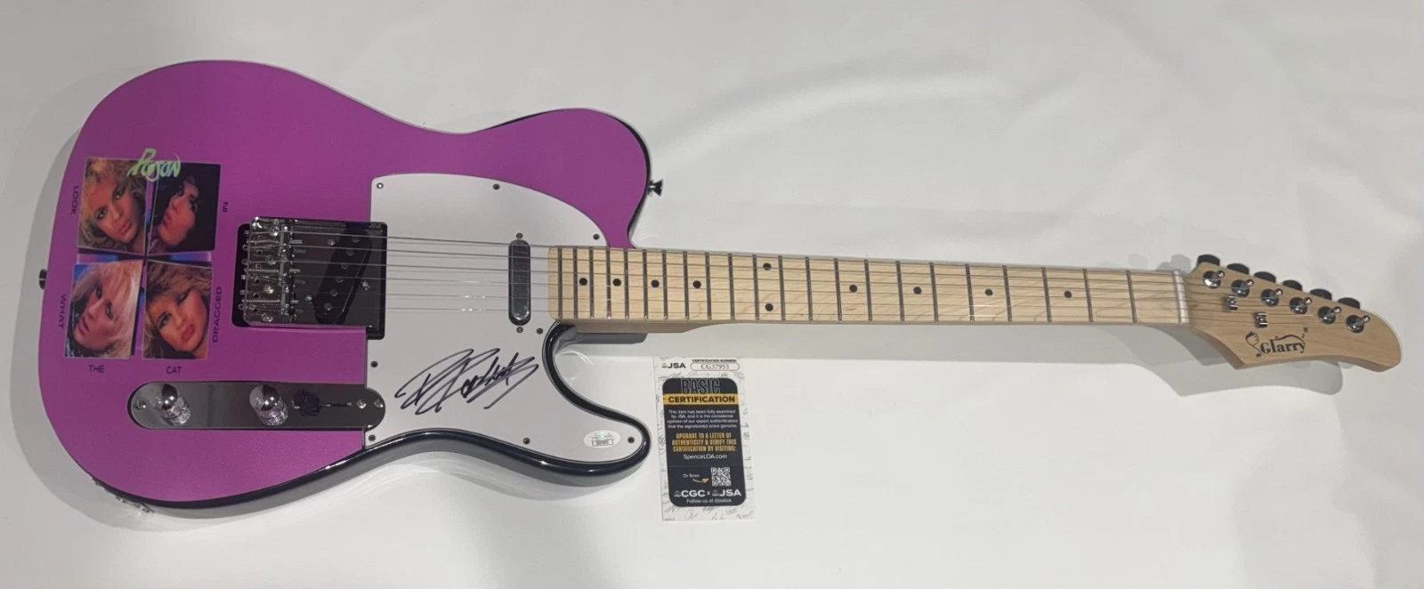 RIKKI ROCKETT SIGNED POISON LOOK WHAT THE CAT DRAGGED IN ELECTRIC GUITAR JSA COA