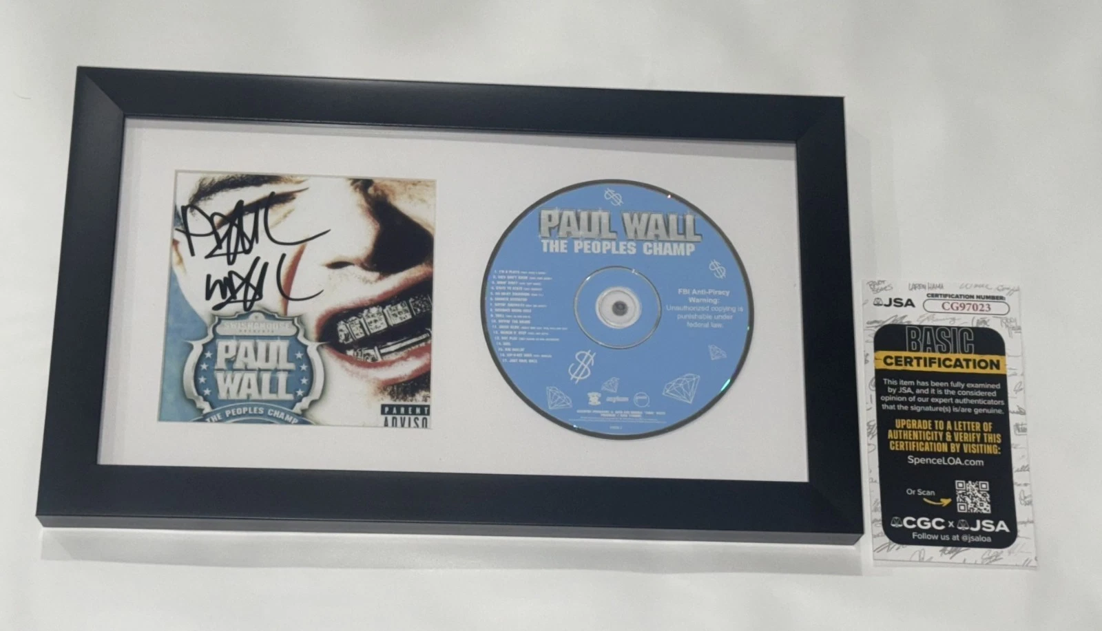 PAUL WALL SIGNED FRAMED THE PEOPLES CHAMP CD AUTOGRAPHED JSA COA