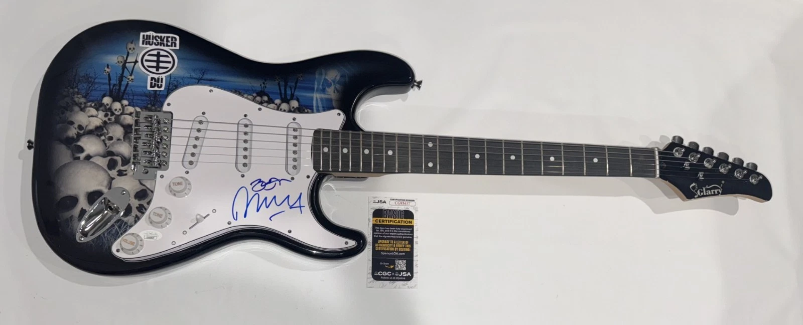 HUSKER DU SIGNED SKULL ELECTRIC GUITAR BOB MOULD GREG NORTON JSA COA