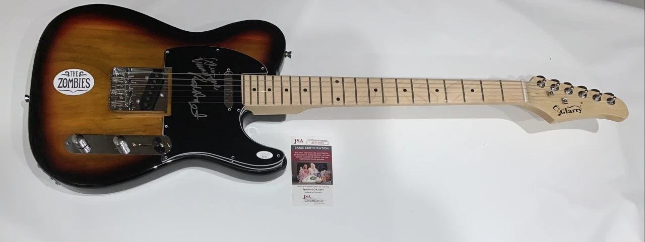 THE ZOMBIES SIGNED SUNBURST ELECTRIC GUITAR COLIN BLUNSTONE ROD ARGENT JSA COA