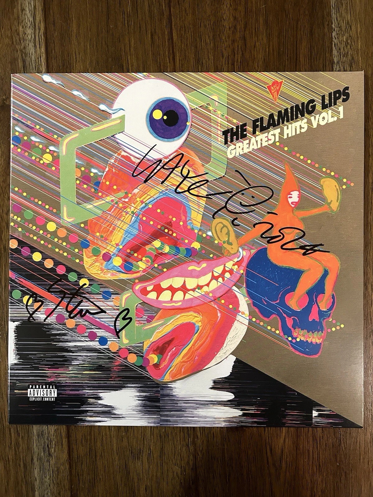 ‘The Flaming Lips’ Signed Vinyl Album Greatest Hits ‘Wayne Coyne’ & Steven PROOF