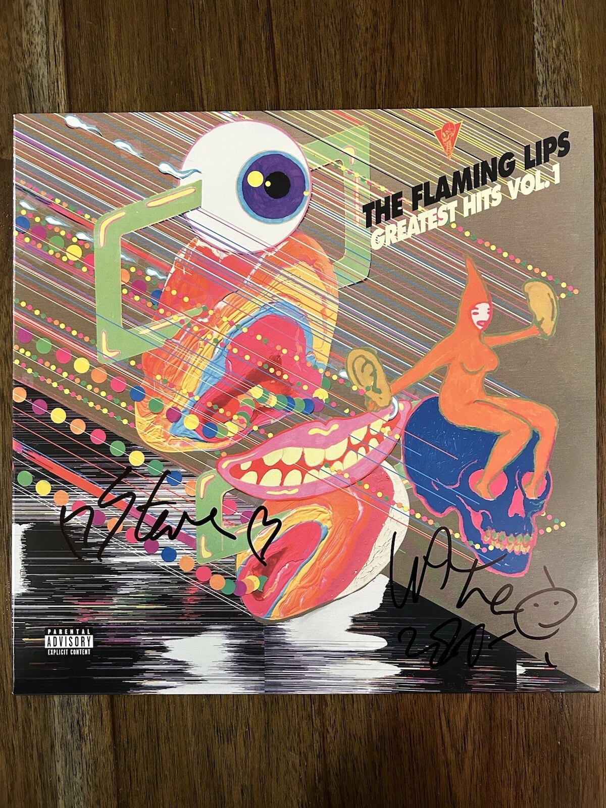 ‘The Flaming Lips’ Signed Vinyl Album Greatest Hits ‘Wayne Coyne’ & Steven PROOF