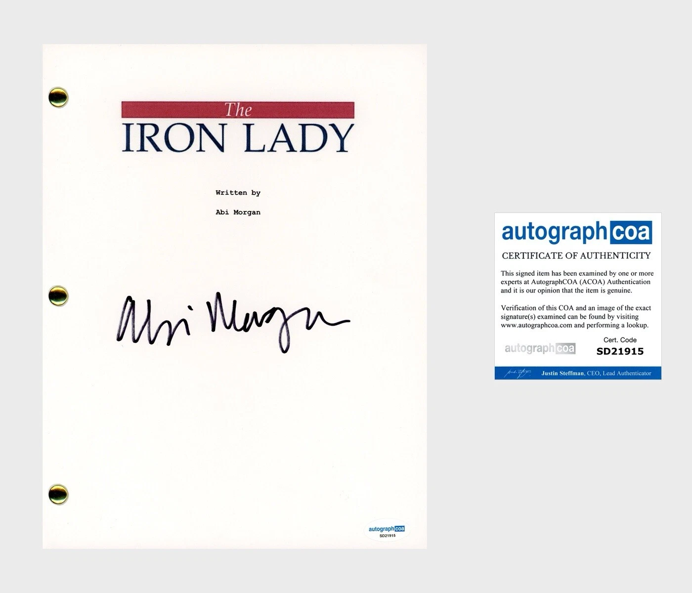 ‘Abi Morgan’ Writer Signed Script ‘The Iron Lady’ Full Movie Script ACOA