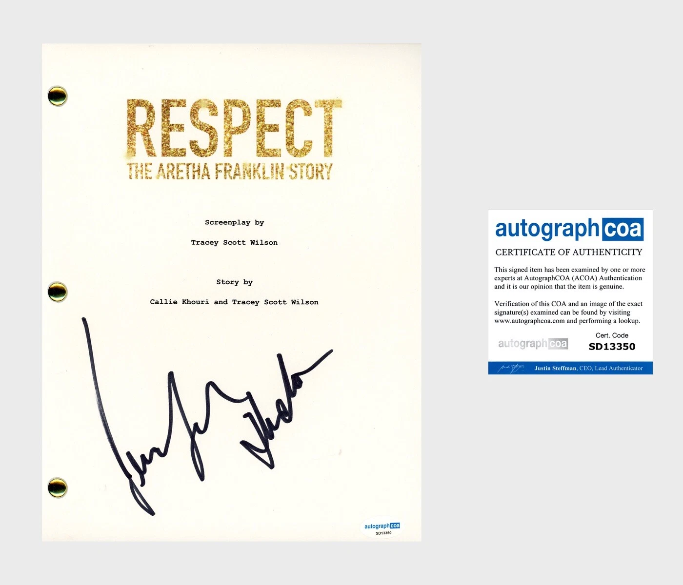 Jennifer Hudson ‘Respect’ Signed Full Movie Script Aretha Franklin Movie ACOA
