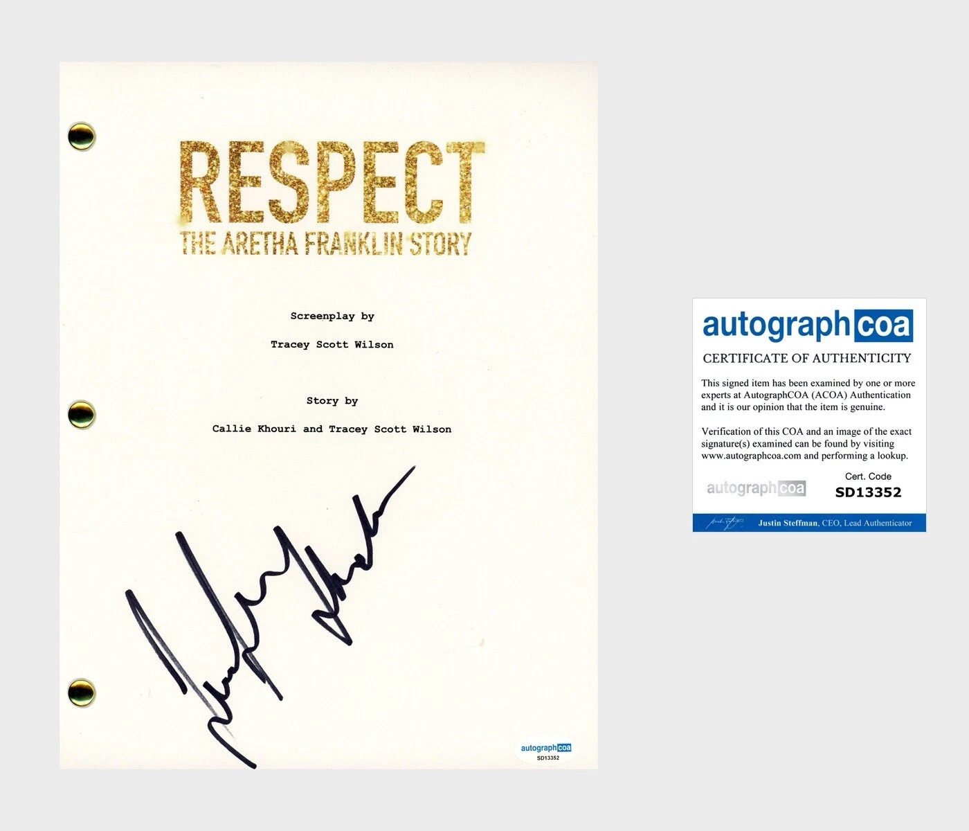 Jennifer Hudson ‘Respect’ Signed Full Movie Script Aretha Franklin Movie ACOA