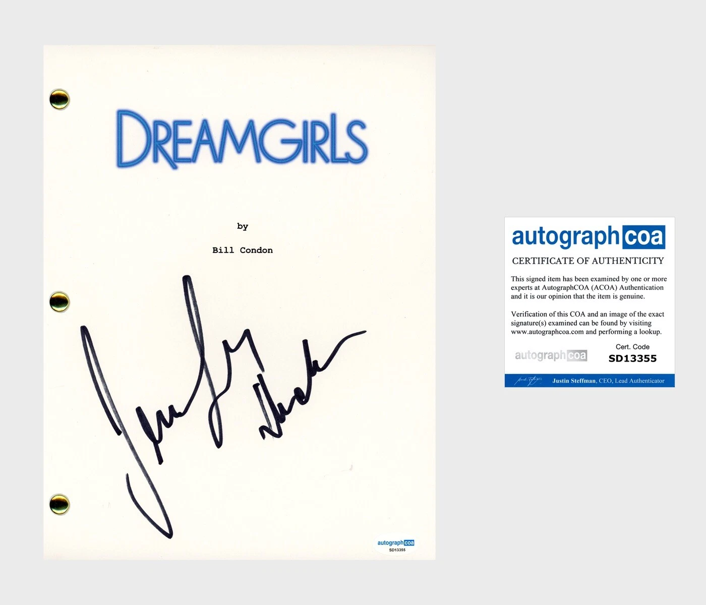 Jennifer Hudson ‘Dreamgirls’ Signed Full Movie Script ‘Effie White’ Oscars ACOA