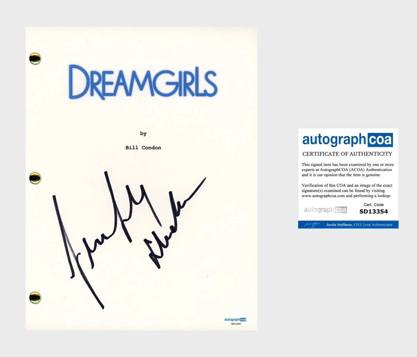Jennifer Hudson ‘Dreamgirls’ Signed Full Movie Script ‘Effie White’ Oscars ACOA