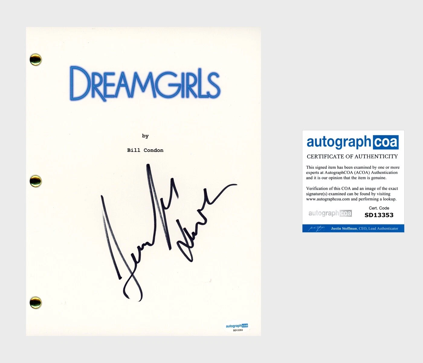 Jennifer Hudson ‘Dreamgirls’ Signed Full Movie Script ‘Effie White’ Oscars ACOA
