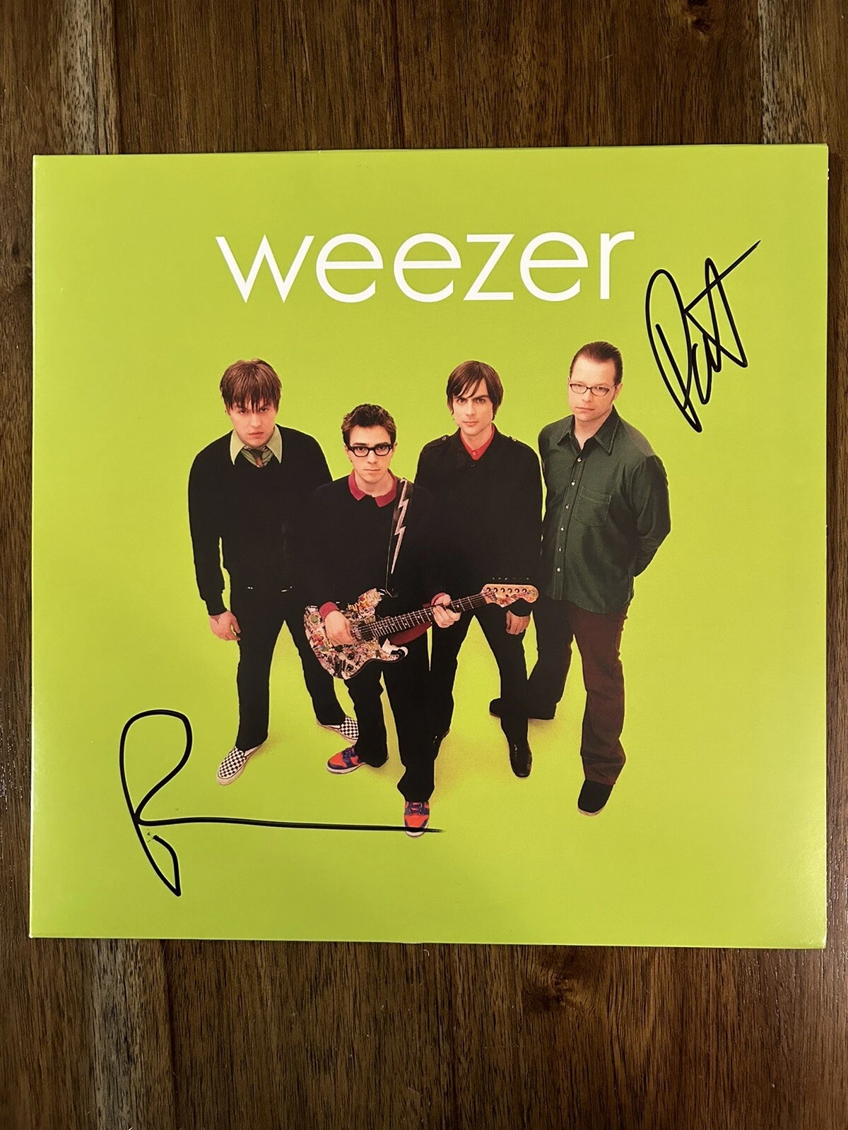 Rivers Coumo & Patrick Wilson Weezer Band Signed Vinyl Album Green Album Beckett