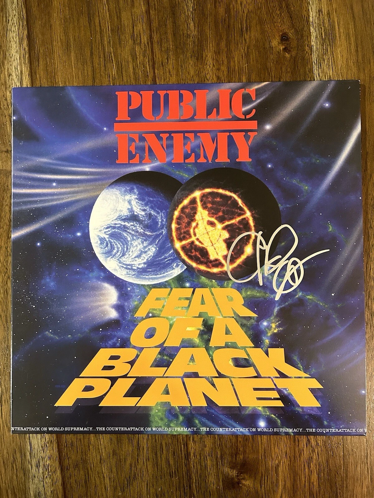 Chuck D ‘Public Enemy’ Signed Vinyl Album ‘Fear Of A Black Planet’ Beckett PROOF