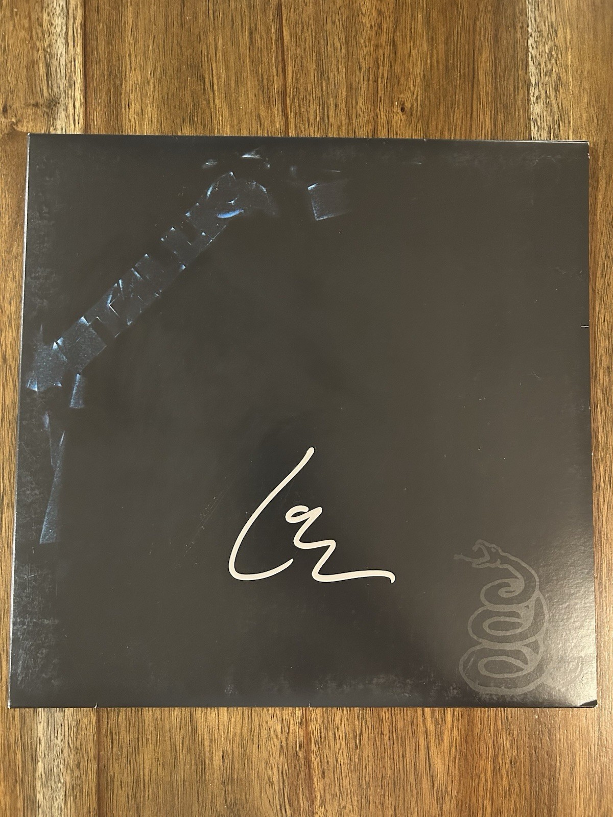 Lars Ulrich ‘Metallica’ Band Signed ‘Self Titled’ Black Vinyl Album Beckett