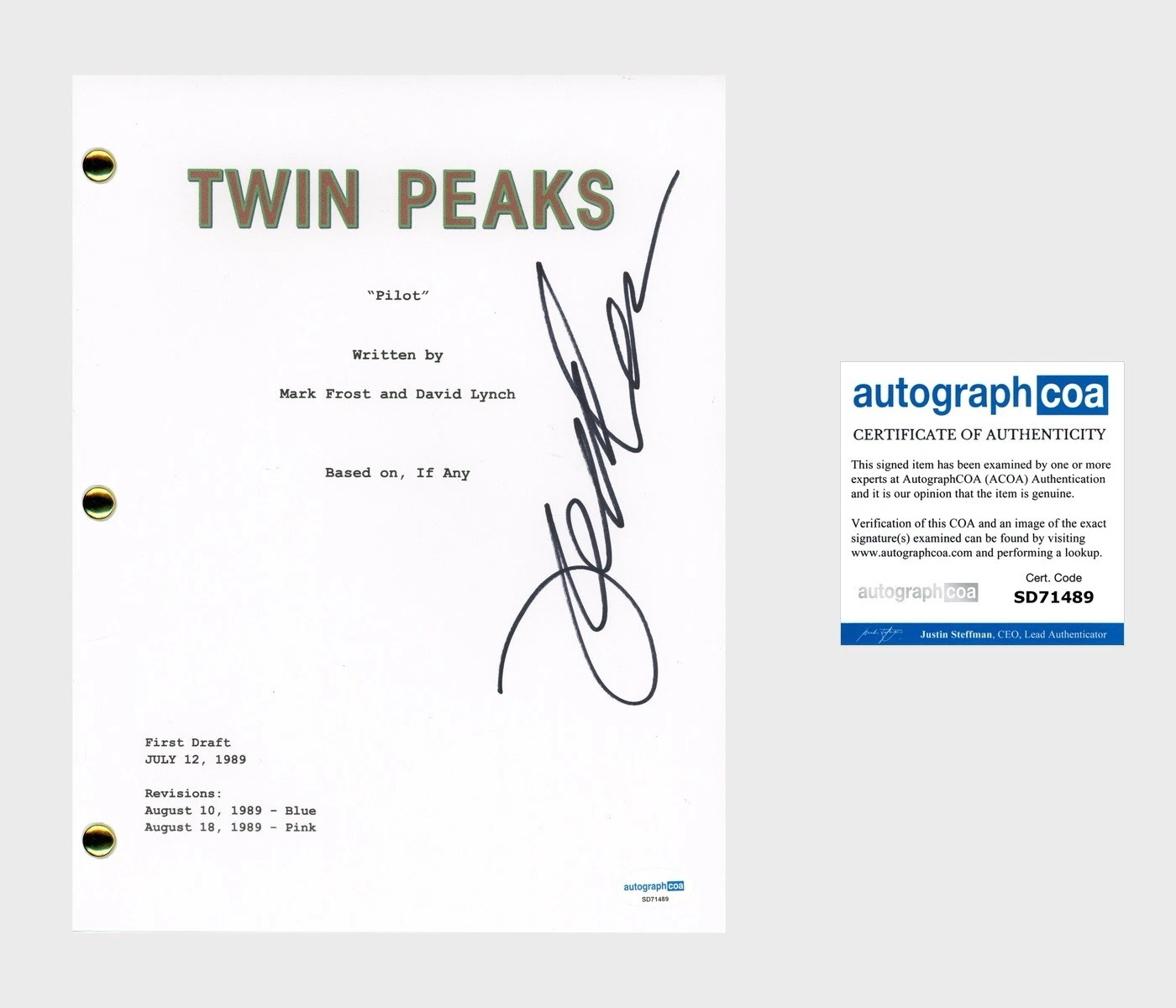 Joan Chen ‘Twin Peaks’ RARE Signed Full Pilot Script ‘Jocelyn Packard’ ACOA COA