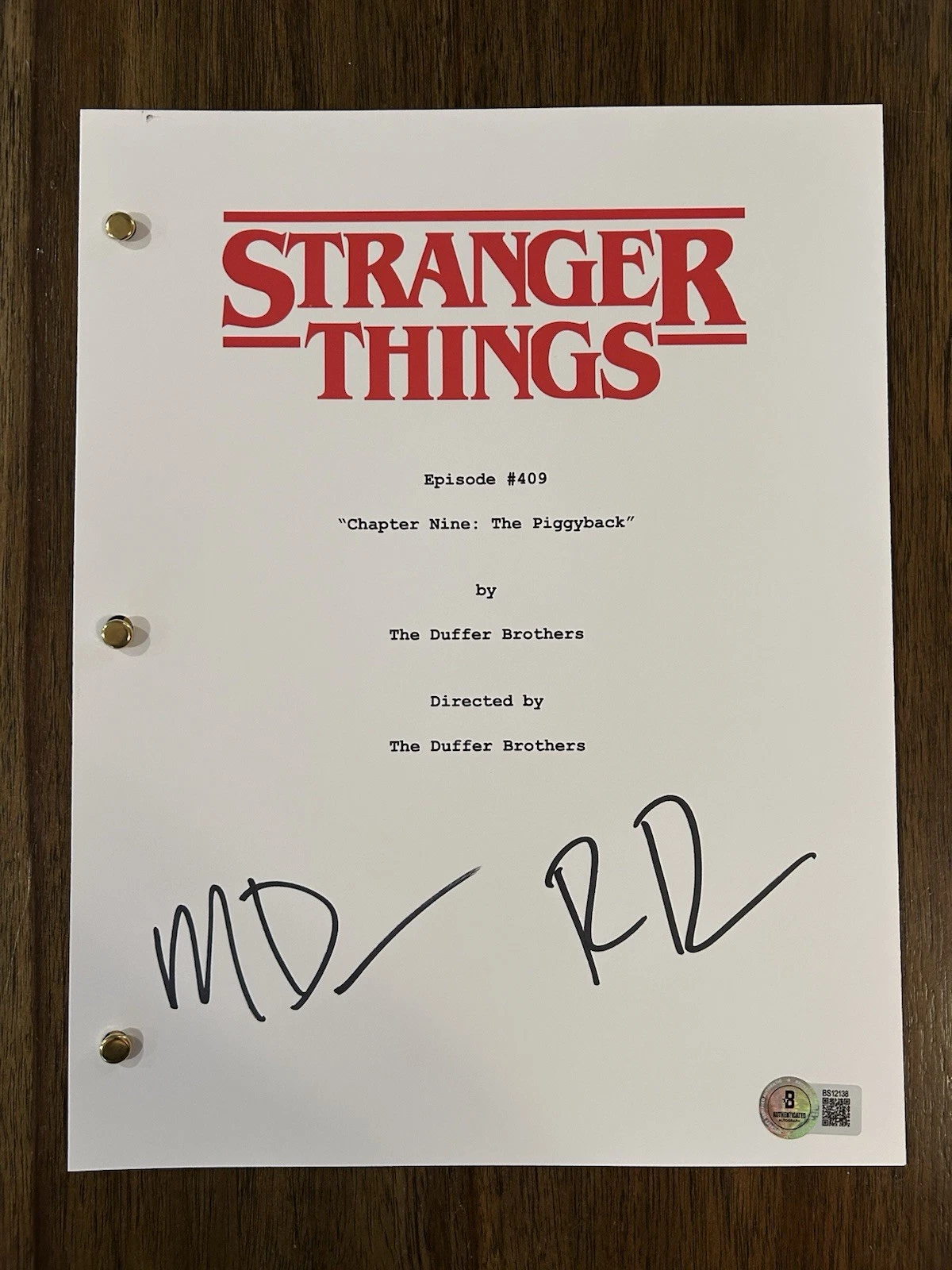 Ross & Matt Duffer Brothers ‘Stranger Things’ Signed Full Episode Script Beckett
