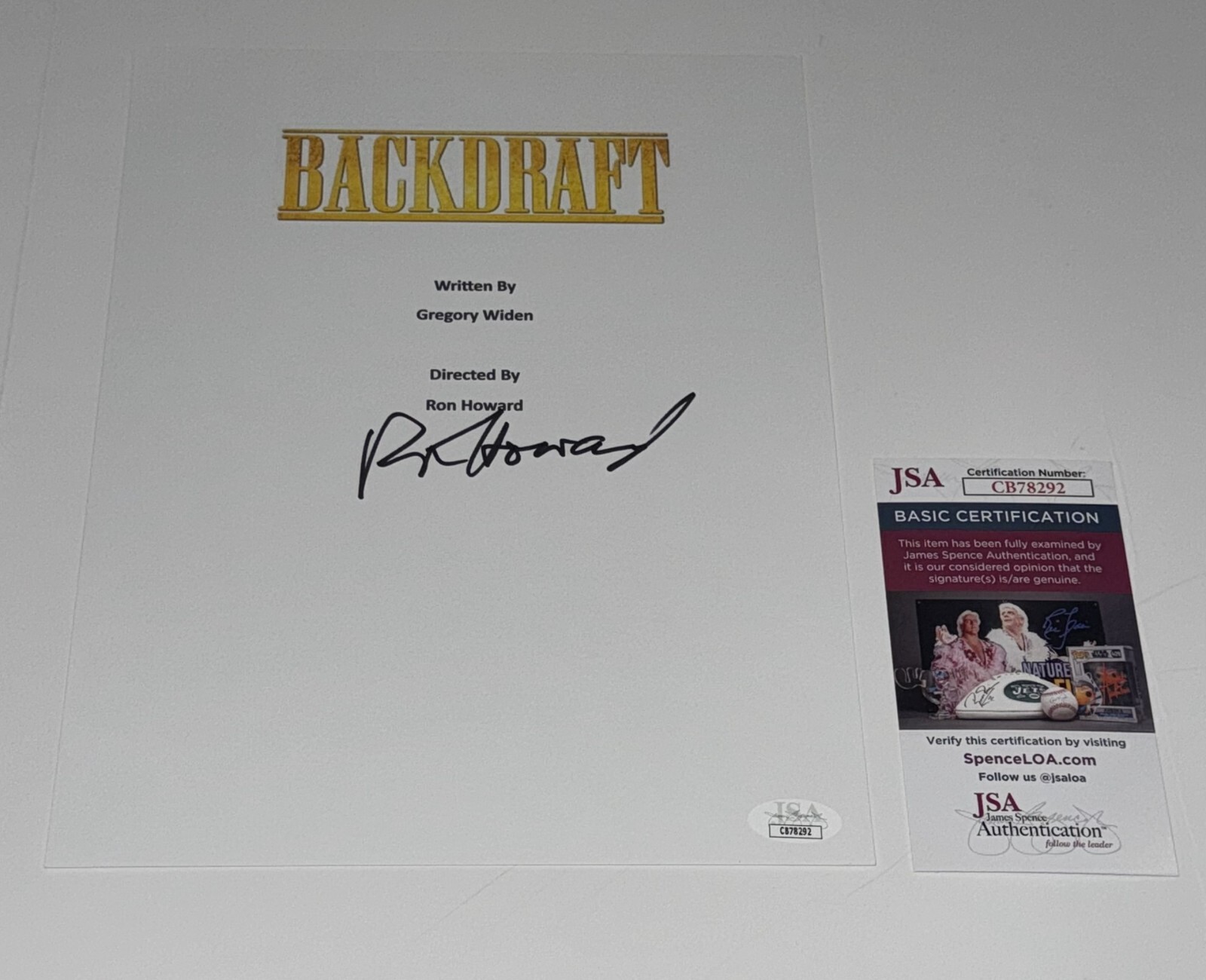 RON HOWARD SIGNED BACKDRAFT FULL MOVIE SCRIPT AUTOGRAPHED JSA COA