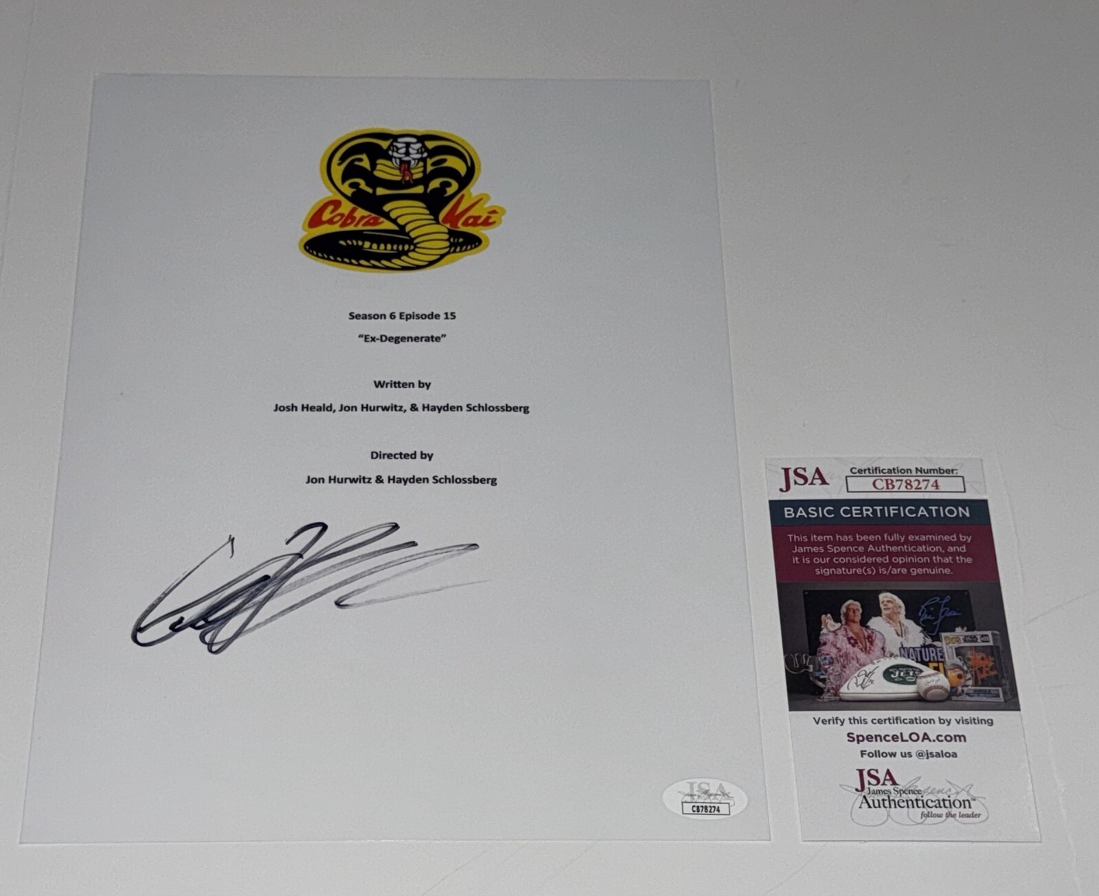 GIANNI DECENZO SIGNED COBRA KAI SERIES FINALE EX-DEGENERATE TRANSCRIPT JSA COA