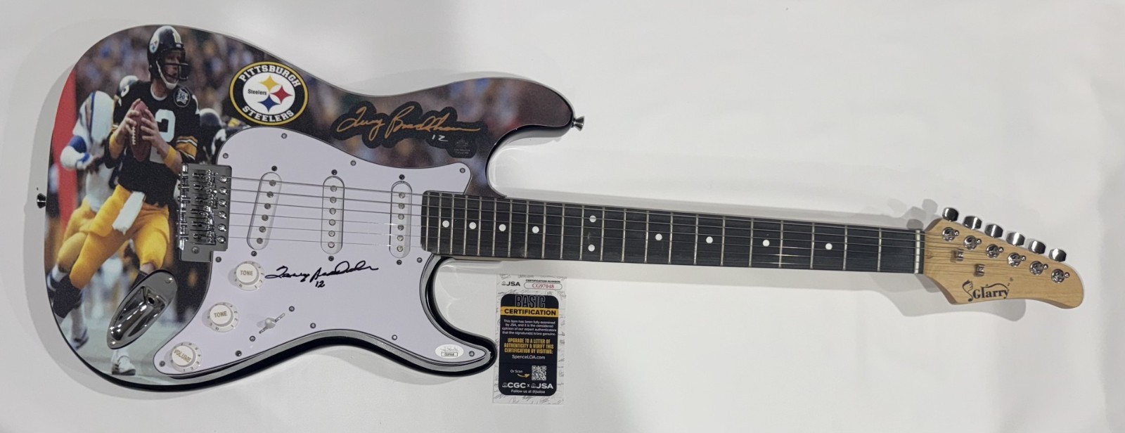 TERRY BRADSHAW SIGNED CUSTOM PITTSBURGH STEELERS ELECTRIC GUITAR JSA COA COLLECTIBLE MEMORABILIA
