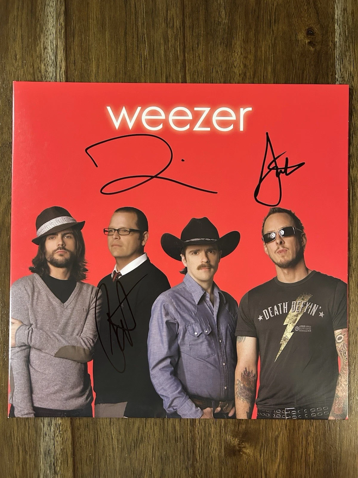 ‘Weezer’ Band Signed Vinyl Album ‘Red Album’ Rivers Cuomo +2
