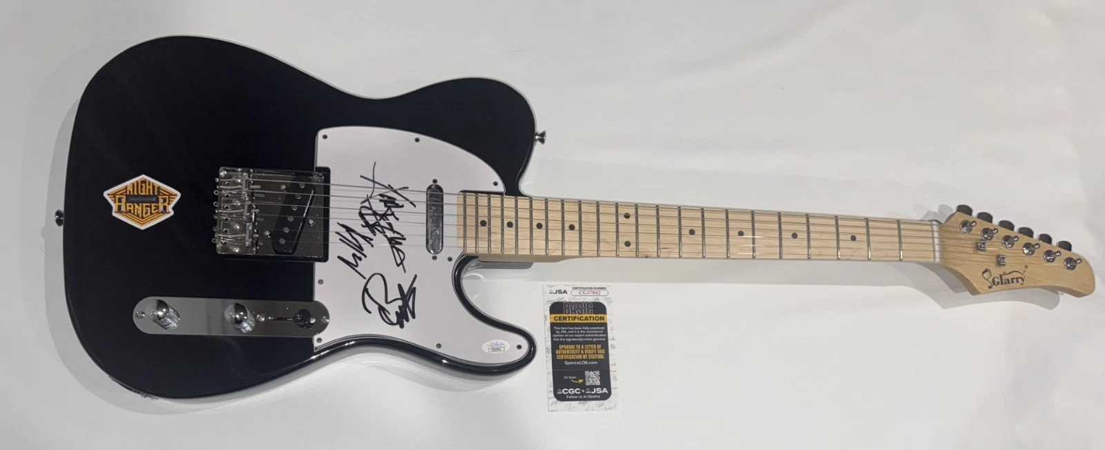 NIGHT RANGER SIGNED BLACK ELECTRIC GUITAR BRAD GILLIS JACK BLADES KEAGY JSA COA