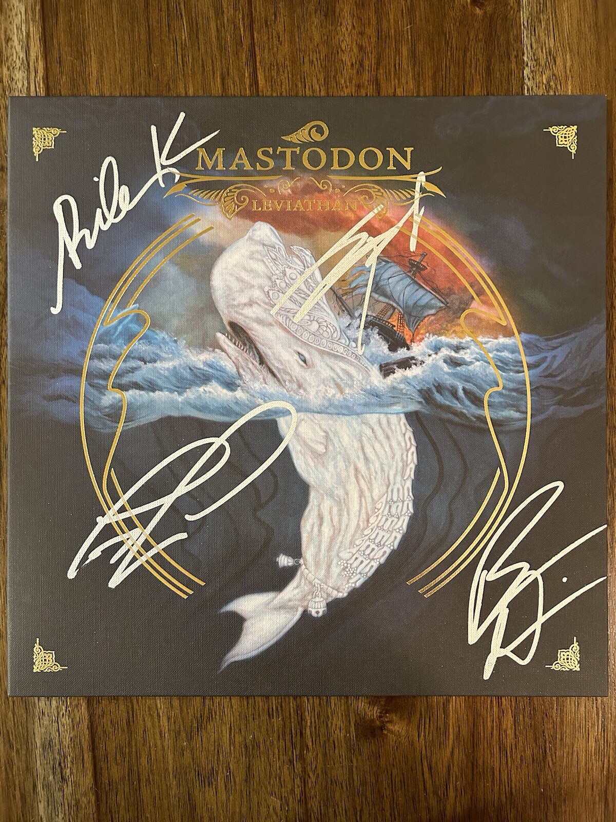 ‘Mastodon’ Full Band Signed Vinyl Album ‘Leviathan’ Brent Hinds +3 PROOF
