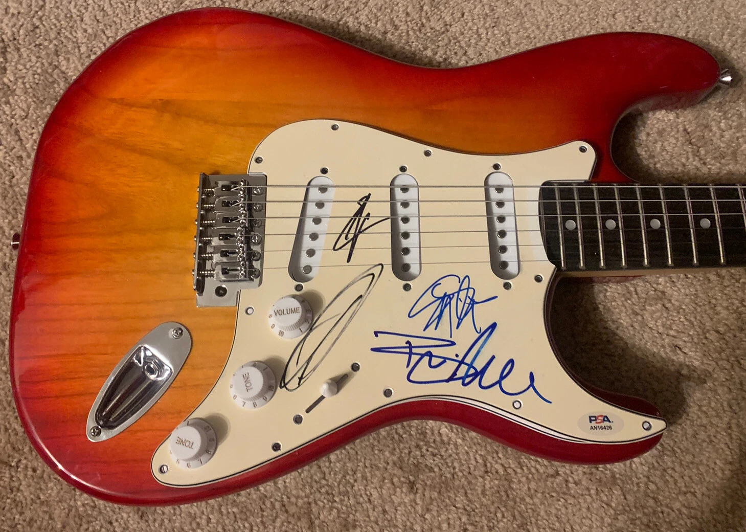 Creed All 4 Band Group Signed Autographed Electric Guitar PSA Certified