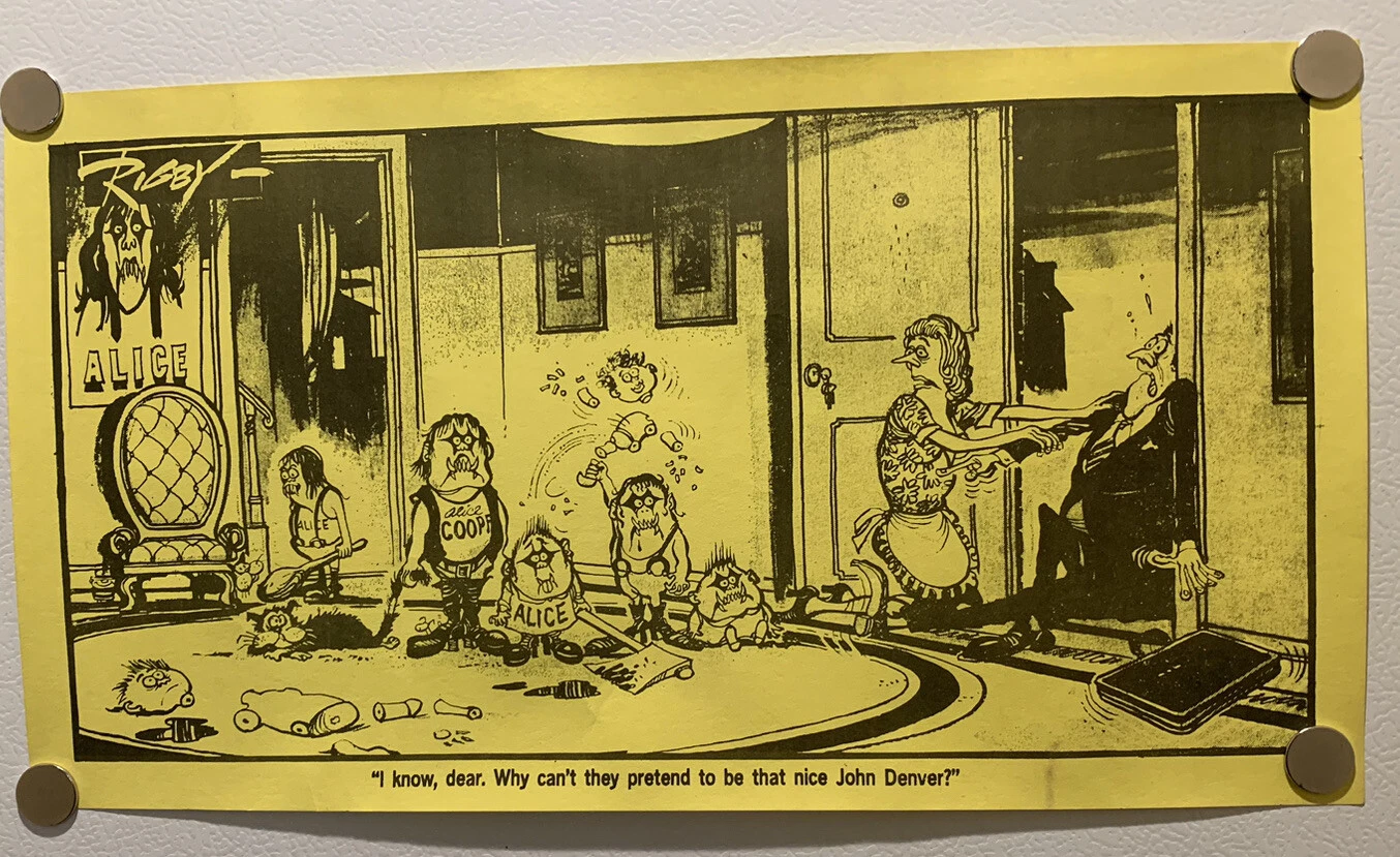 ALICE COOPER JOHN DENVER RIGBY VINTAGE 1980’S ORIGINAL 8.5″ X 15.5″ COMIC POSTER COLLECTIBLE MEMORABILIA