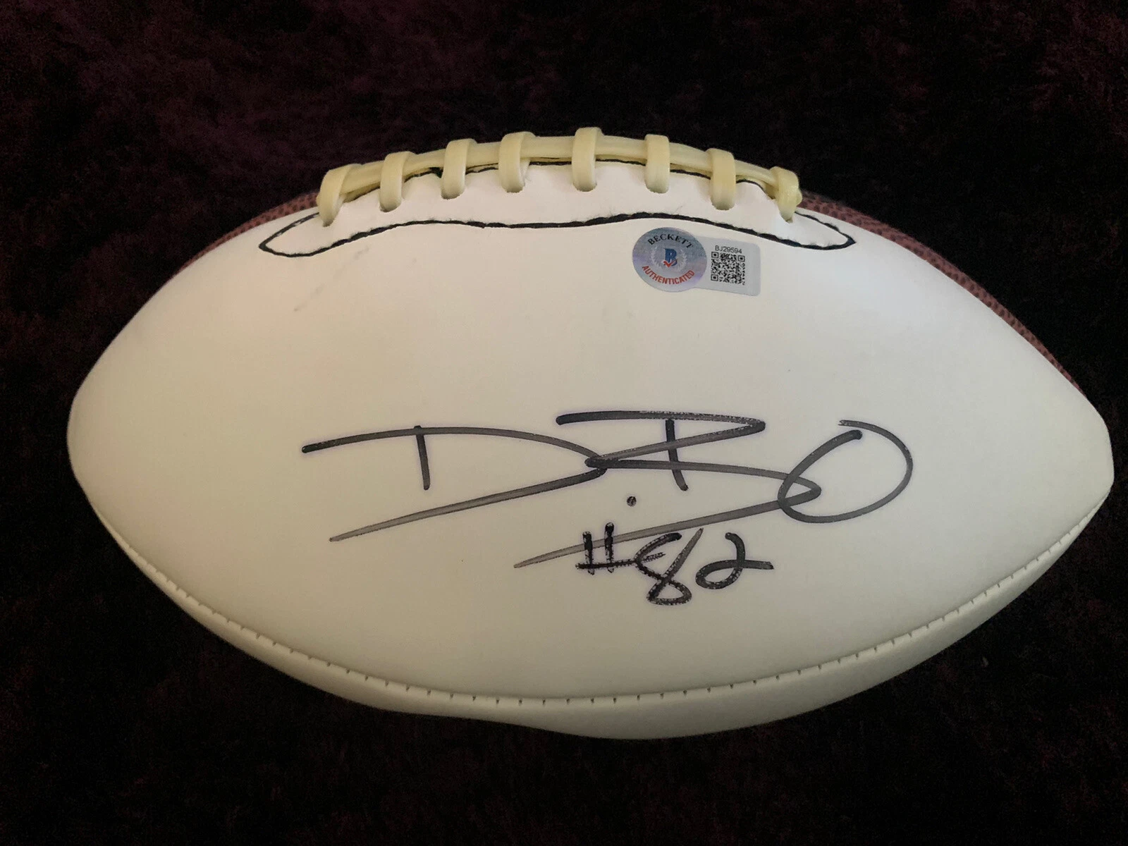 Dwayne Bowe Signed Autographed White Panel Football BAS Certified  READ
