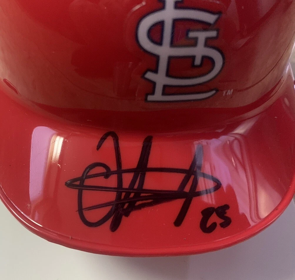 Oscar Taveras St Louis Cardinals Signed Baseball Mini Helmet BAS Guaranteed