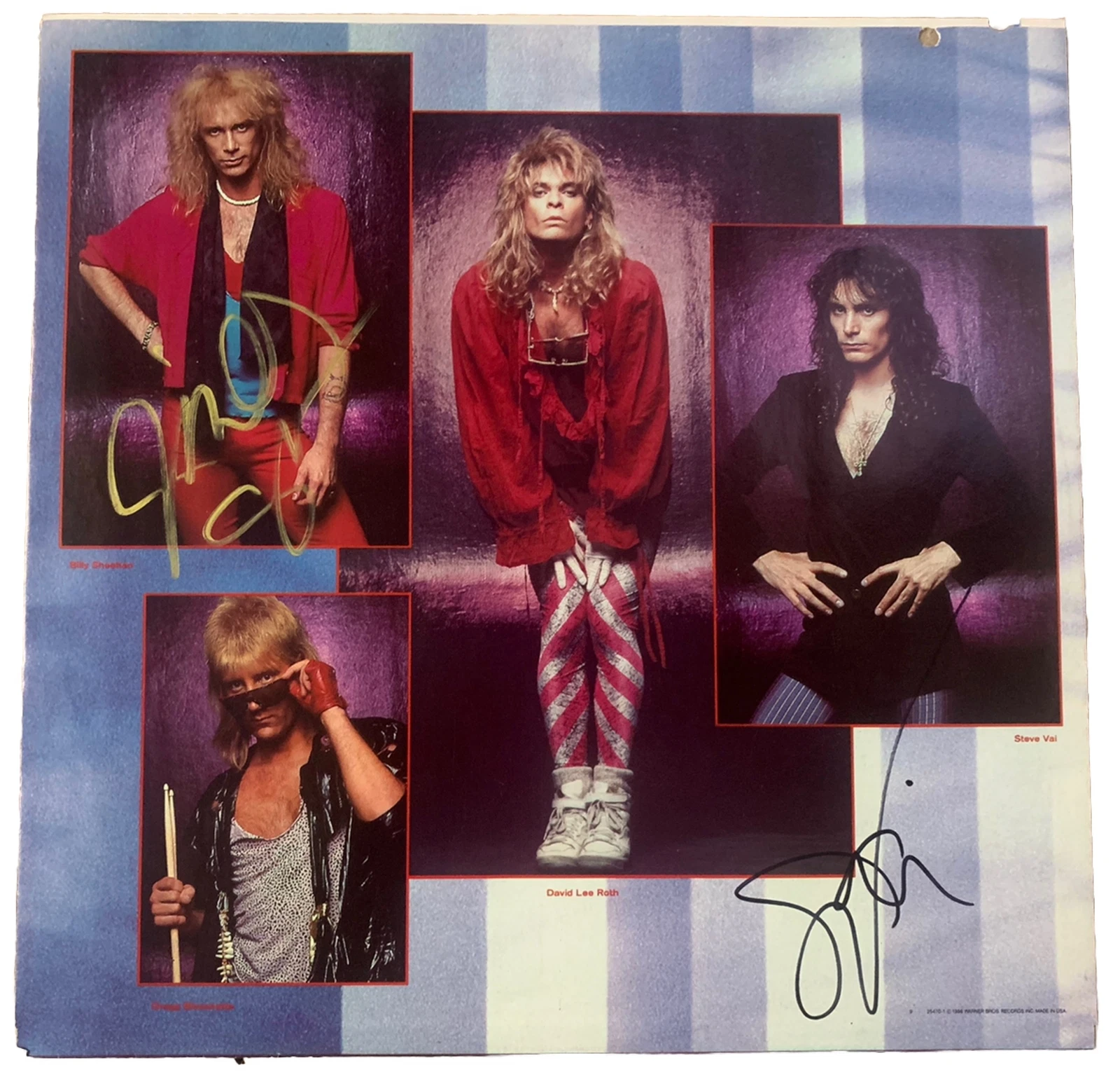 Steve Vai Billy Sheehan Autograph Signed David Lee Roth LP  Sleeve BAS Guarantee