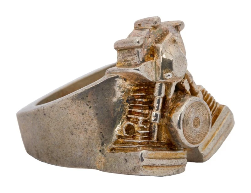 DUSTY HILL ZZ TOP PERSONALLY OWNED CUSTOM MADE STERLING SILVER V-TWIN RING COLLECTIBLE MEMORABILIA