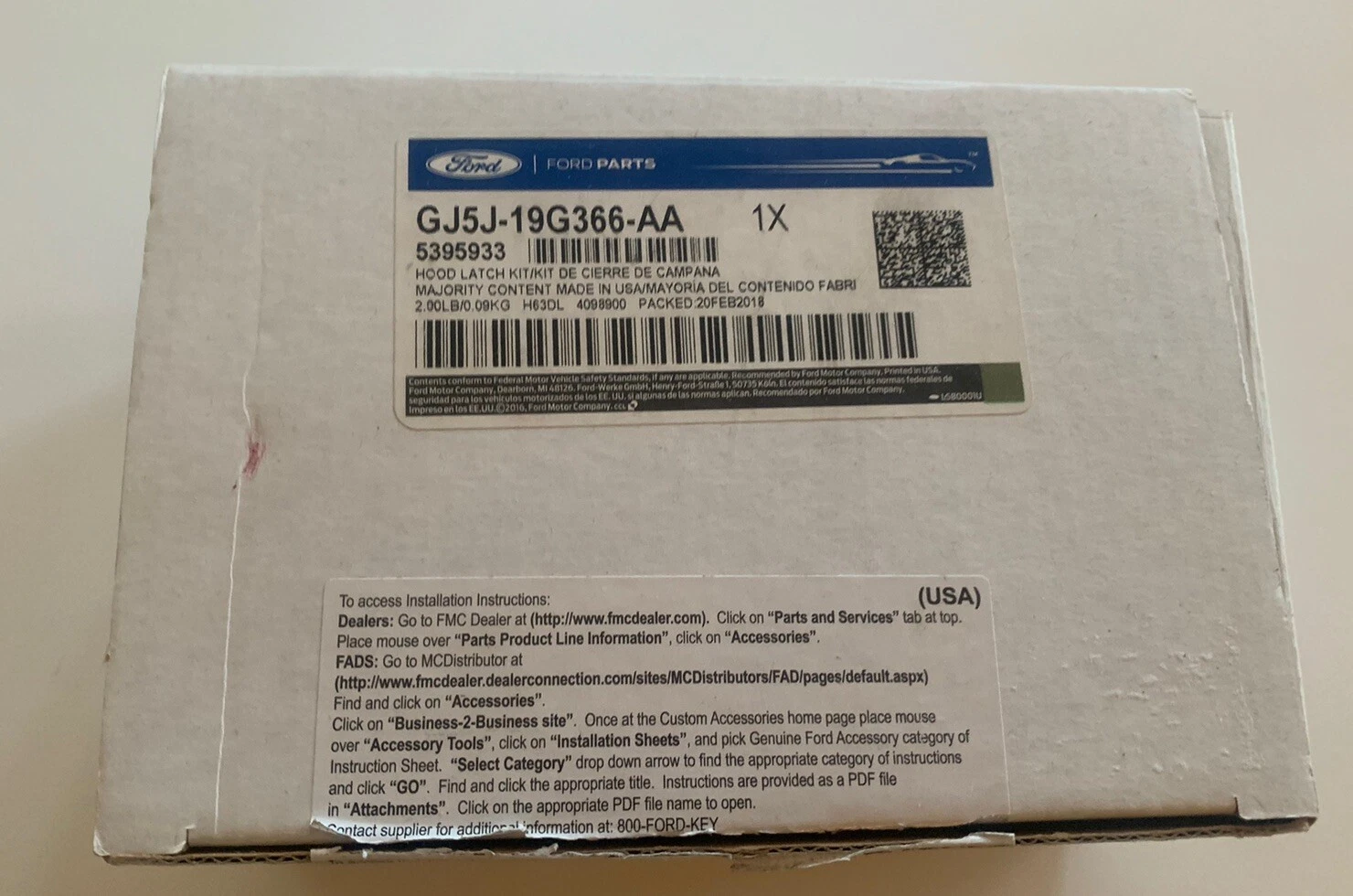 NEW Ford OEM #GJ5J-19G366-AA FIA Hood Latch Sensor Kit Fits 2016-18 Escape/Focus