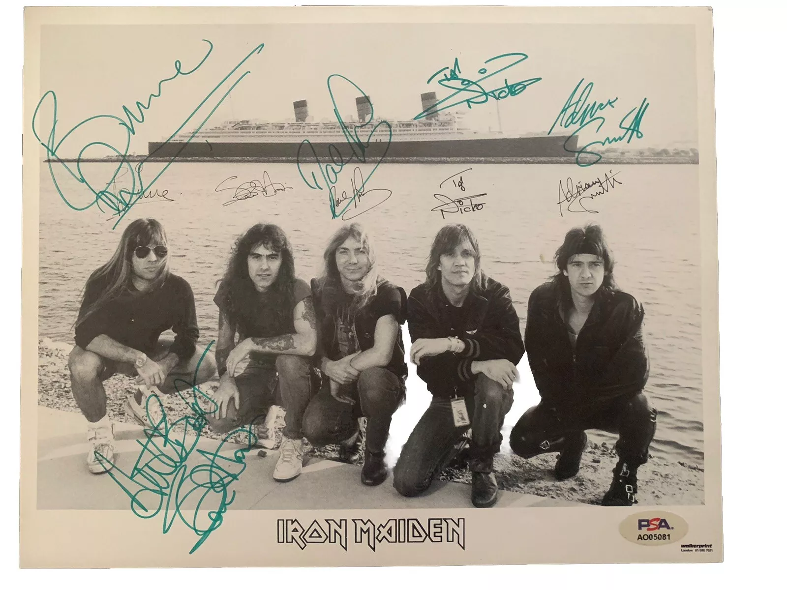 Iron Maiden Complete Vintage Band Signed Autographed 8x10 Photo PSA Certified