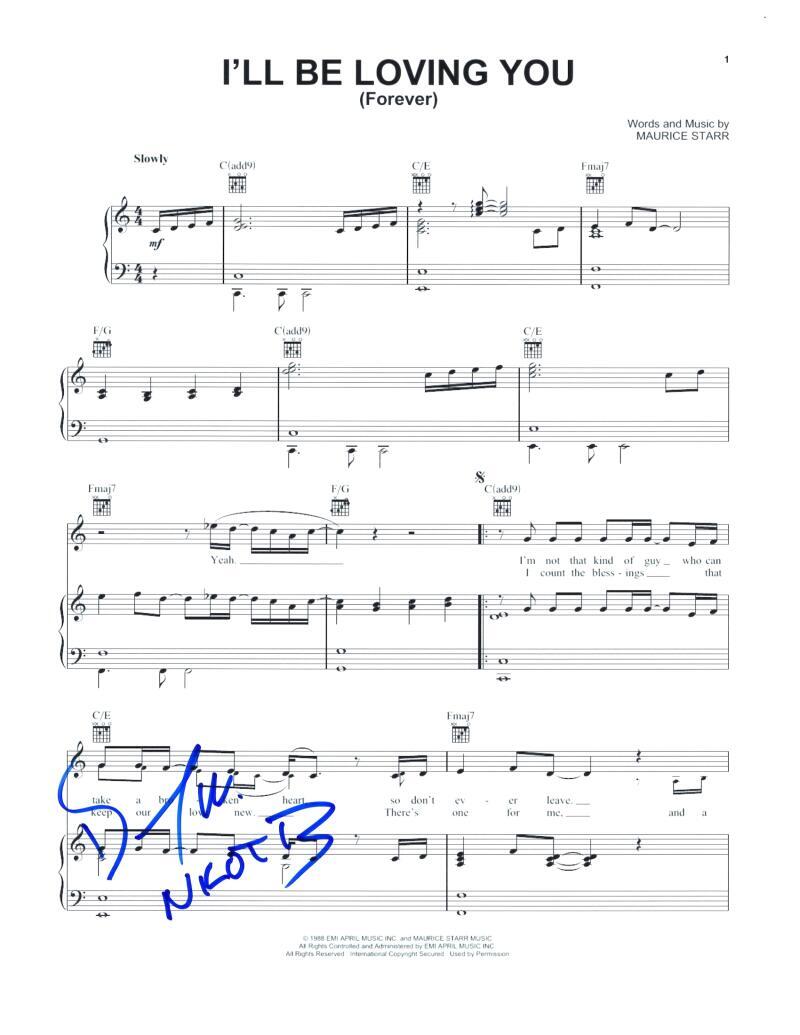Danny Wood New Kids on the Block Signed Autograph I'll Be Loving You Sheet Music