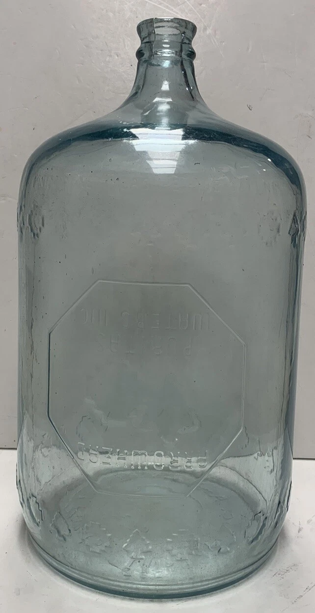 Vintage Arrowhead Puritas Water 5-Gallon Blue Glass Bottle 1940-1969