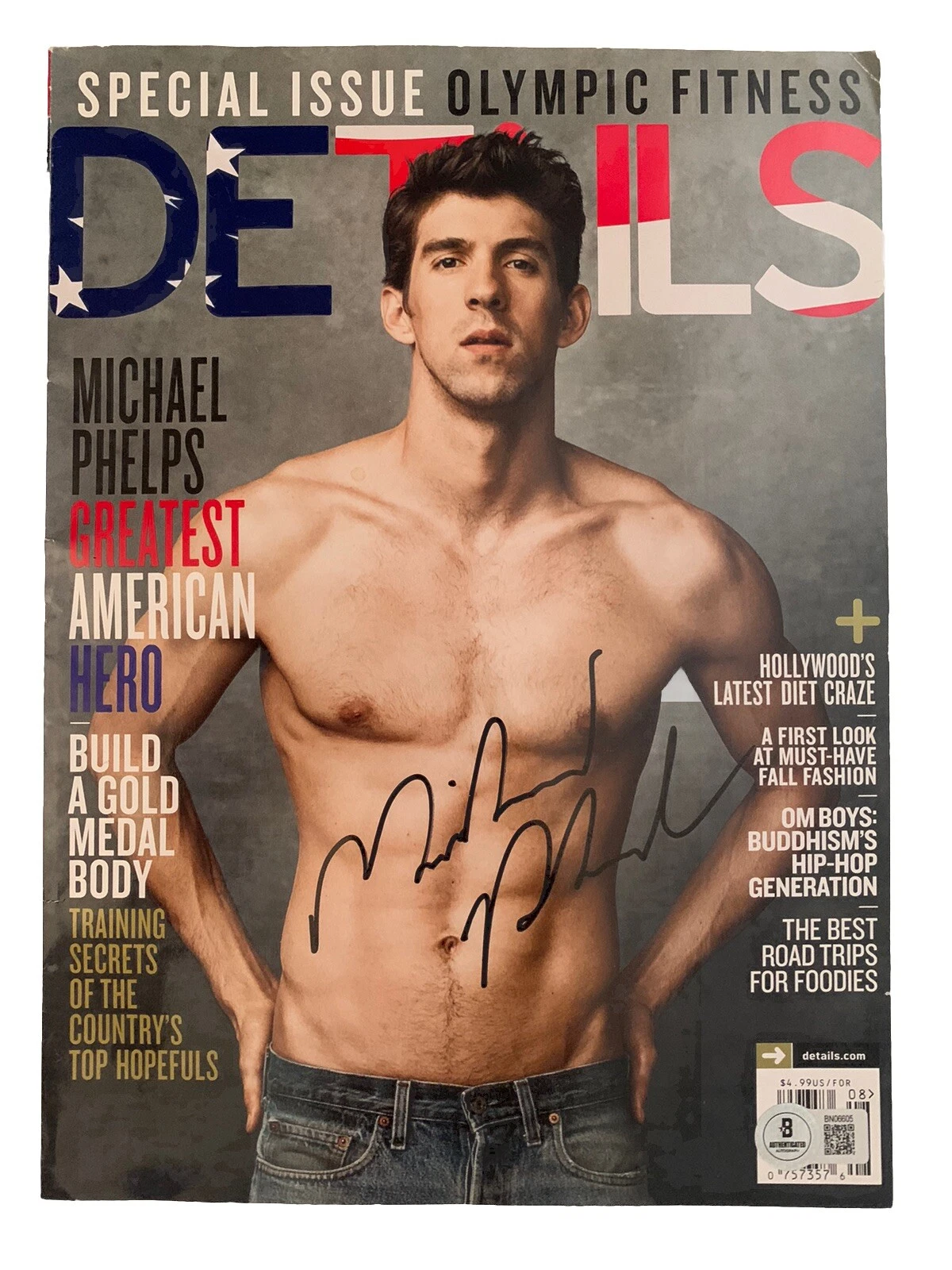 Michael Phelps US Olympics Signed Autographed Details Magazine BAS Certified