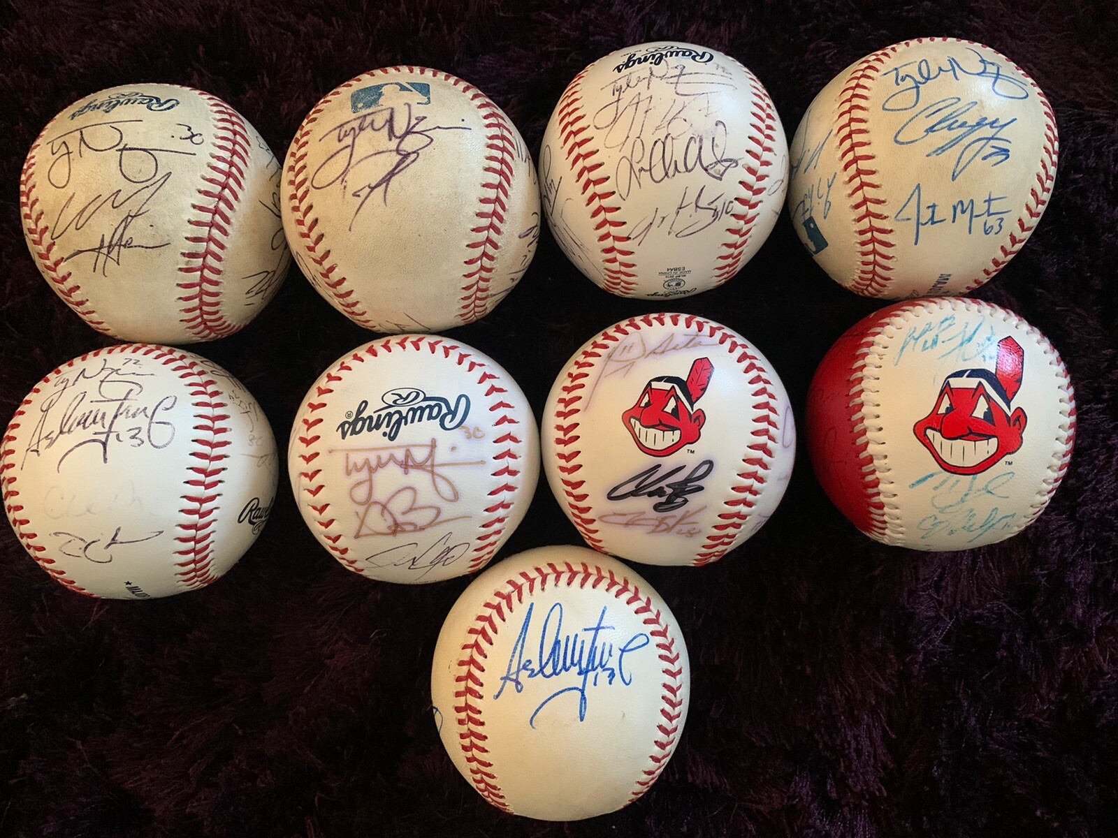 Cleveland Indians Lot 9 Partial Team Signed Autographed Baseballs BAS Guaranteed