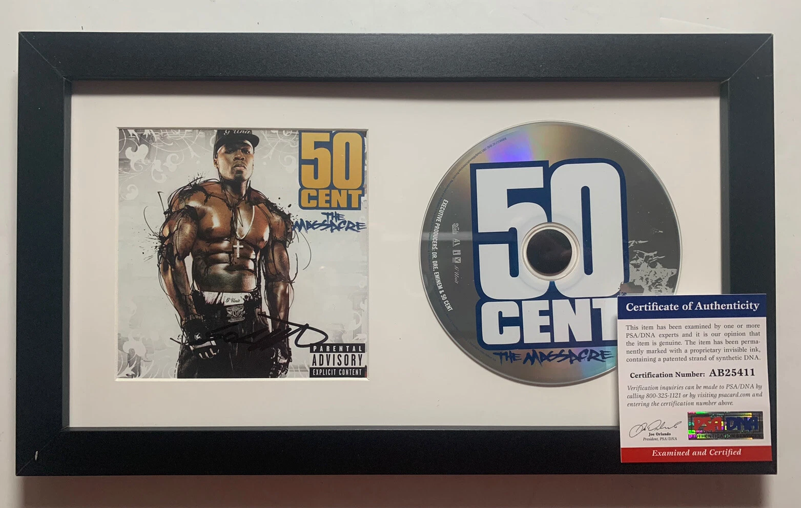 50mCent The Massacre Signed Autographed Framed CD Display PSA Certified