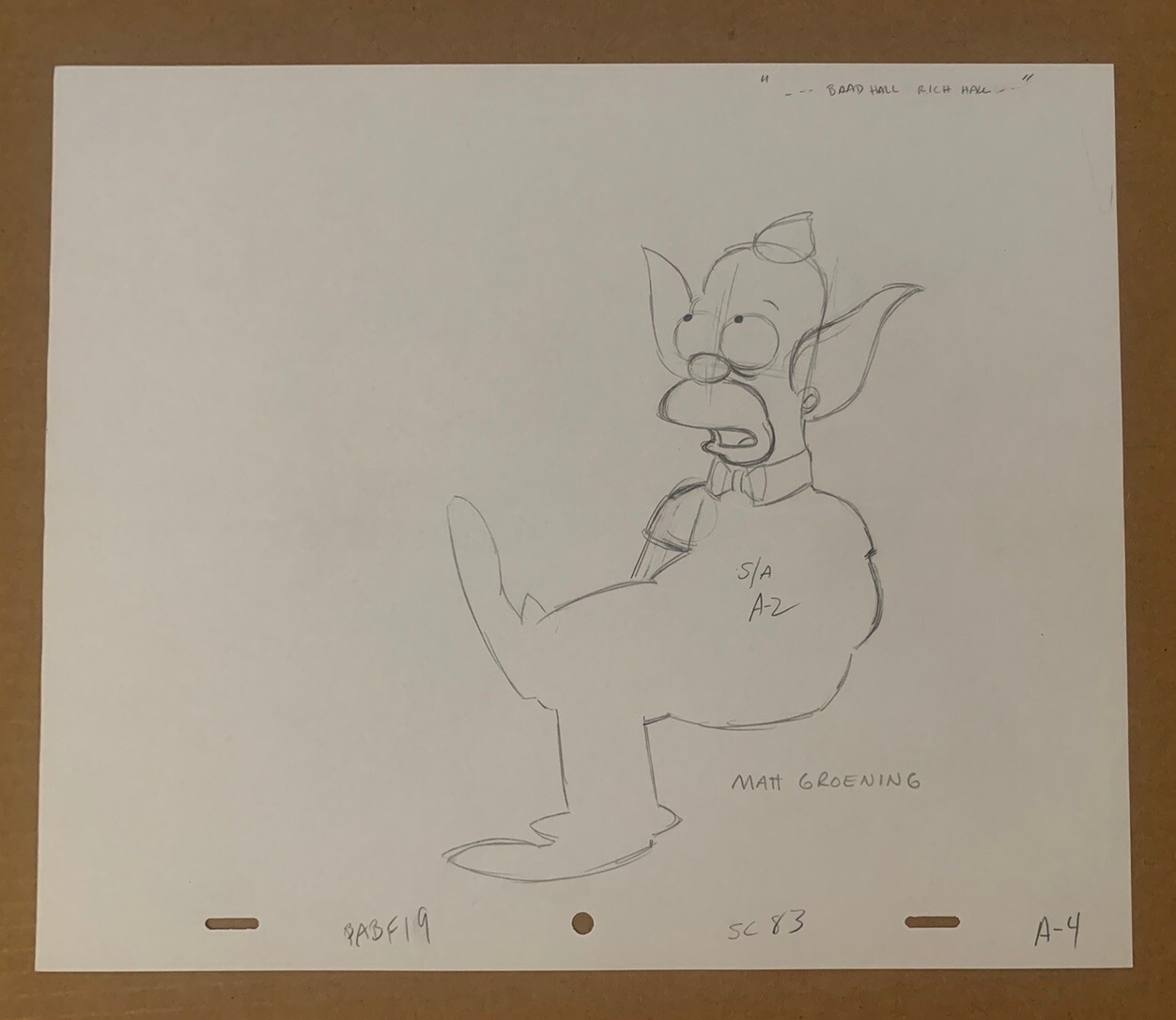 Matt Groening The Simpsons Signed Autographed Production Sketch BAS Certified #7