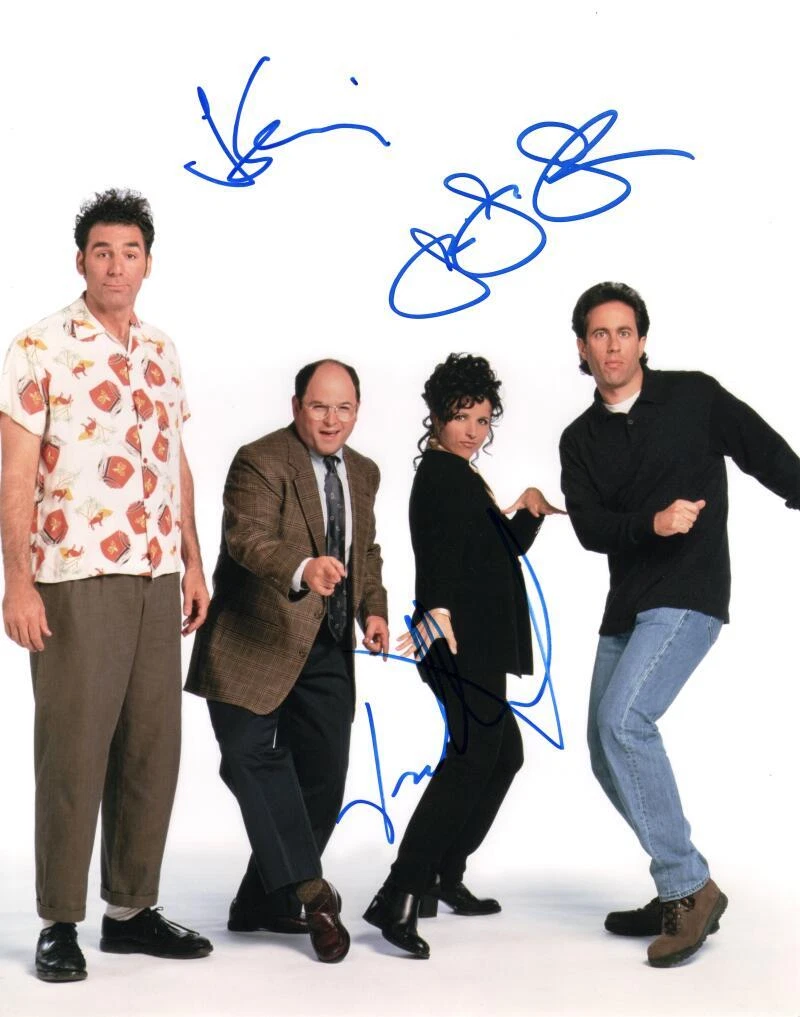 Jerry Seinfeld Jason Alexander Julia Louis-Dreyfus Signed Autograph 11x14 Photo