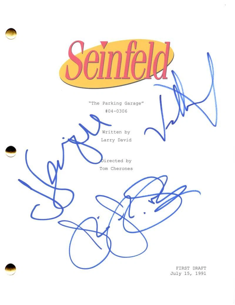 Jerry Seinfeld  Julia Louis-Dreyfus Jason Signed Autograph Parking Garage Script