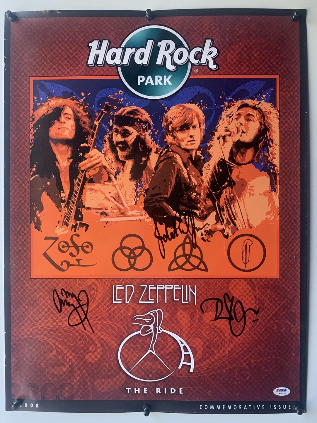 Led Zeppelin Plant Page & Jones Signed Autographed 18x24 Poster PSA Certified