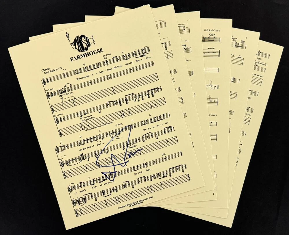 TREY ANASTASIO PHISH SIGNED AUTOGRAPH FARMHOUSE FULL SHEET MUSIC SET W/ JSA COA COLLECTIBLE MEMORABILIA