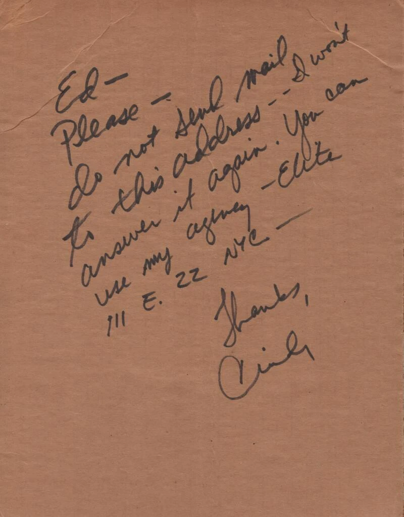 Cindy Crawford Signed Autograph Long Personal Handwritten Note on Cardboard