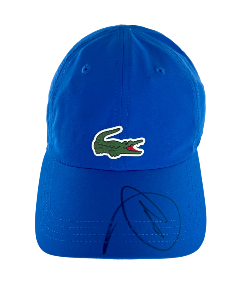 Novak Djokovic Signed Autograph Blue Lacoste Tennis Cap Hat - Beckett COA