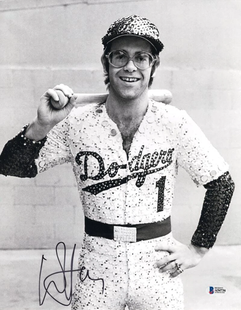 Sir Elton John Signed Autograph 11x14 Photo - Iconic LA Dodgers w/ Beckett COA