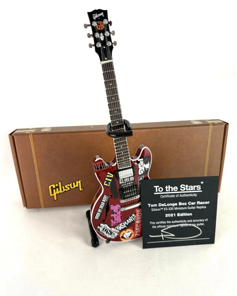 Tom DeLonge Blink-182 Signed Autograph Box Car Racer Miniature Guitar Card - JSA