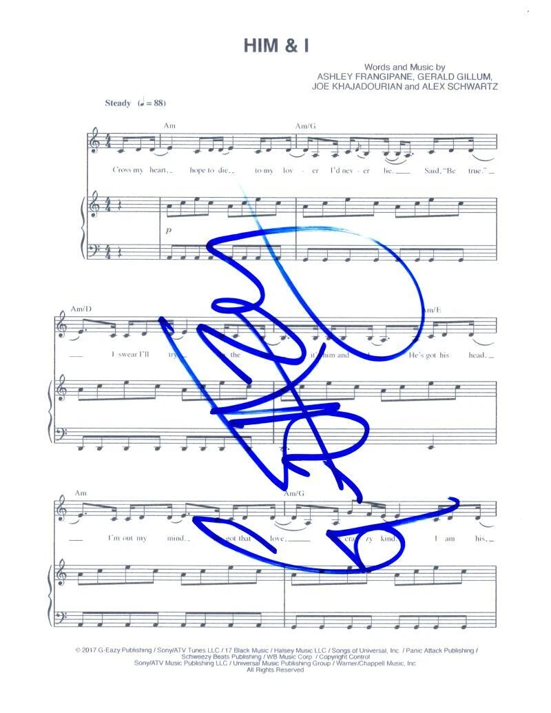 G-Eazy Signed Autograph Him & I Sheet Music w/ Halsey - The Beautiful & Damned